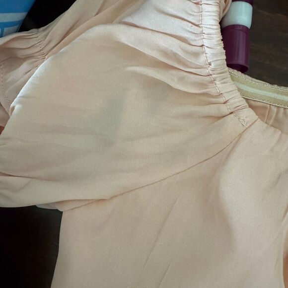 Petal & Pup Lisle Mini Dress Blush Pink Size 8 Off Shoulder Ruffle Coquette - Picture 3 of 14